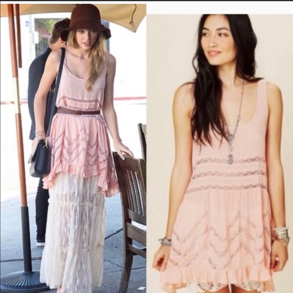 Voile and Lace Slip Dress in Blush